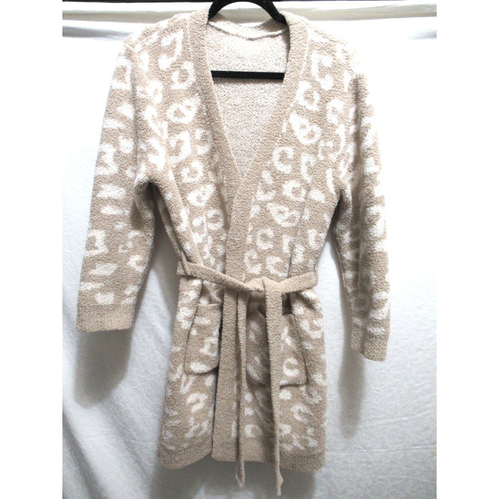 Comfyluxe Beige Cheetah Print Plush Robe